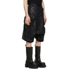 Julius Black Coated Tactical Kite Denim Shorts