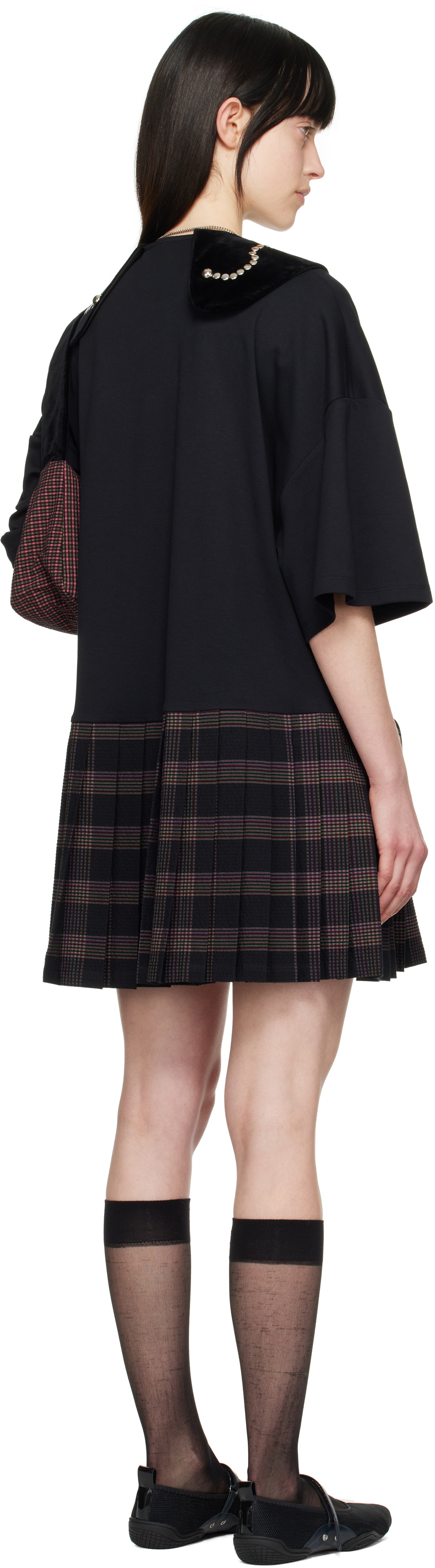 Chopova Lowena Black Saltos Kilt Minidress