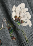 Simkhai Dawna Floral-embellished Wool-blend Jumper Grey