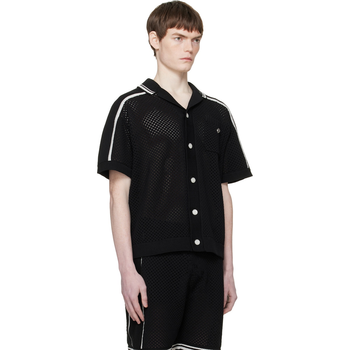 Casablanca Black Short Sleeve Mesh Shirt