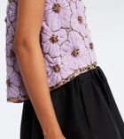 La DoubleJ Scala embellished floral chiffon top