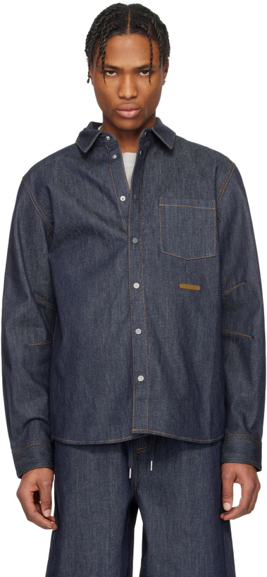 Photo: Helmut Lang Indigo Curved Classic Denim Shirt