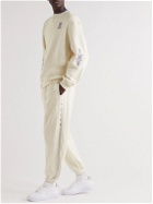 Adish - Tapered Logo-Embroidered Cotton-Jersey Sweatpants - Neutrals