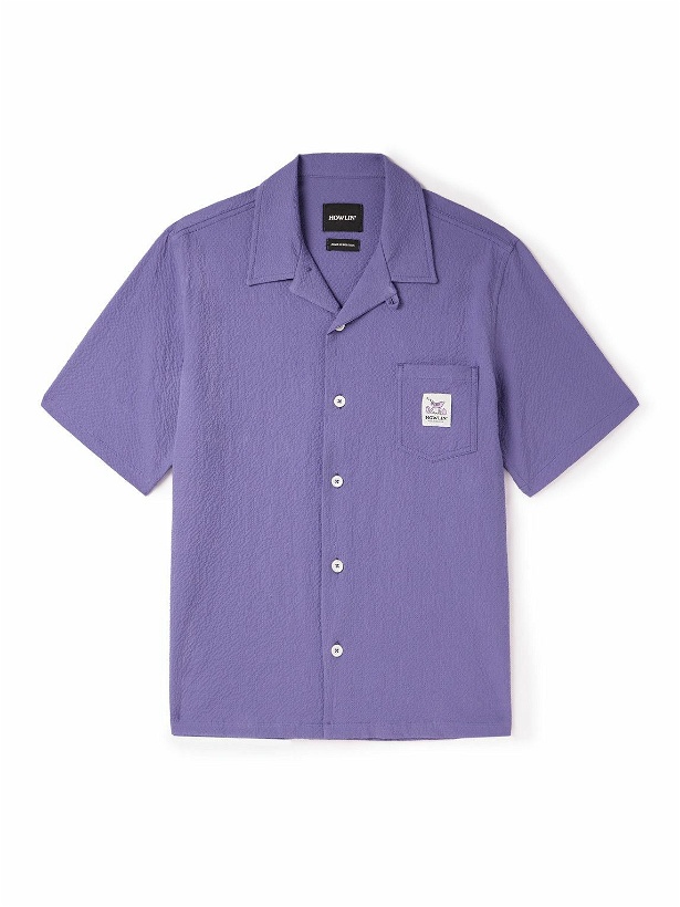 Photo: Howlin' - Camp-Collar Stretch-Cotton Seersucker Shirt - Purple