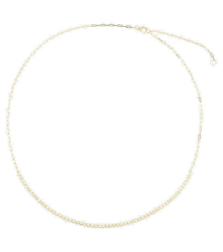 Photo: Stone and Strand Drop Shot 10kt gold necklace with diamonds
