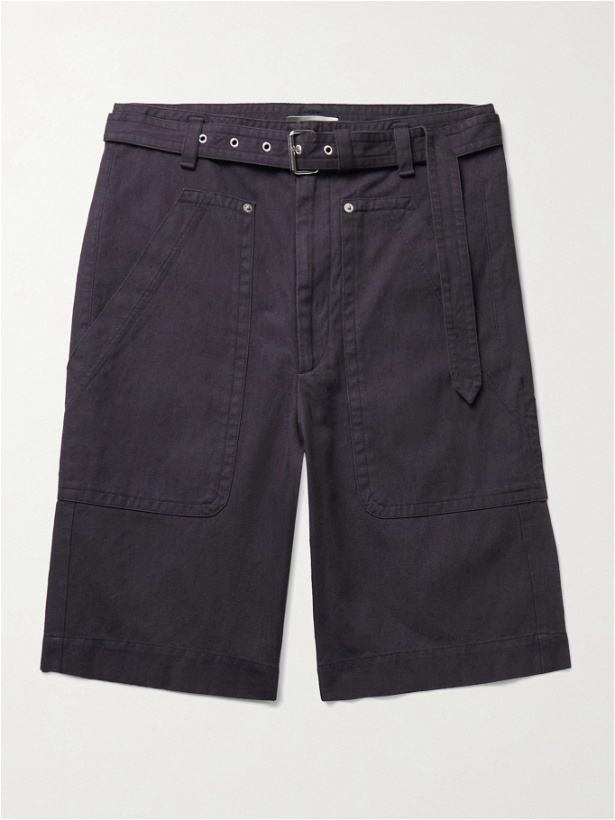 Photo: ISABEL MARANT - Paolino Belted Cotton and Linen-Blend Shorts - Blue