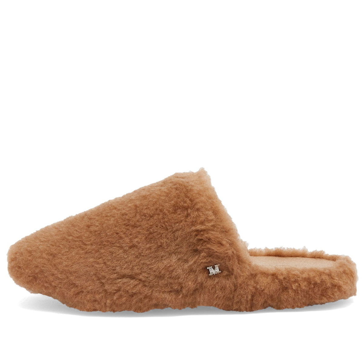 Max Mara Women's Shearling Teddy Slipper in Camel