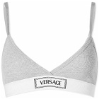 Versace Women's Logo Bralet Top in Grey Melange