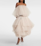 Maticevski Graceful denim and tulle maxi skirt