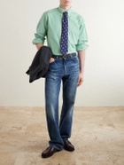 Drake's - Button-Down Collar Striped Cotton-Poplin Shirt - Green