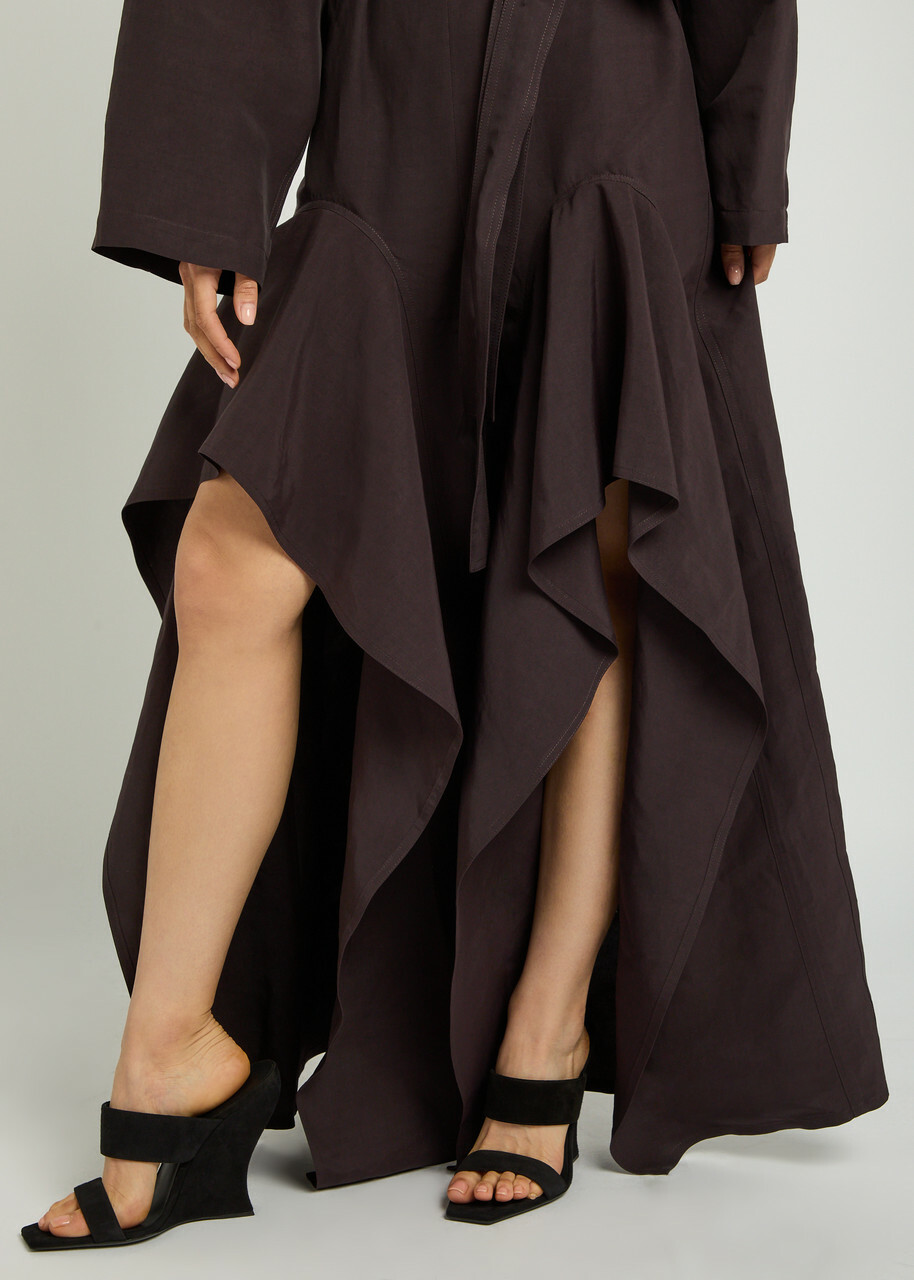 Alaïa Ruffle Poplin Jumpsuit Aubergine