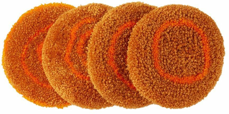 MAKI RUGS Orange Doodle Coaster Set