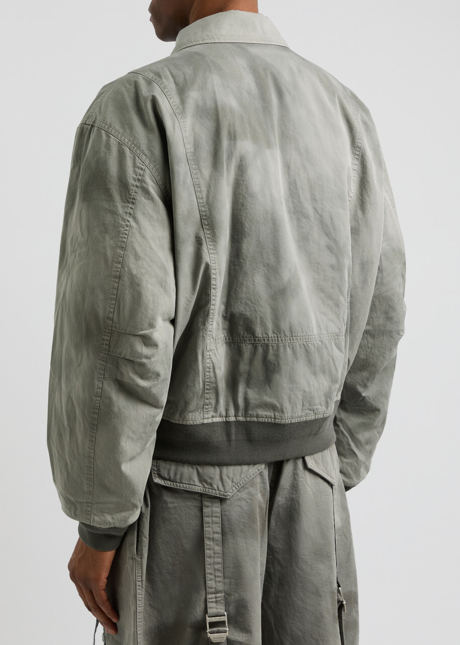 Acne Studios Faded Cotton Bomber Jacket Grey Acne Studios