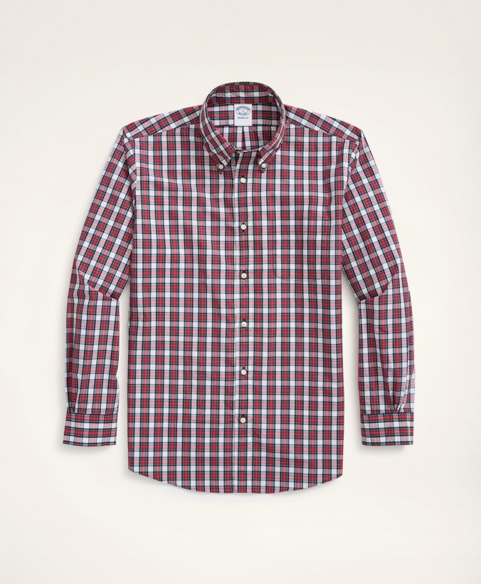 Photo: Brooks Brothers Men's Regent Regular-Fit Original Broadcloth Sport Shirt, Tartan | Red