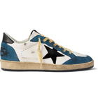 Golden Goose - Ballstar Distressed Leather and Suede Sneakers - White