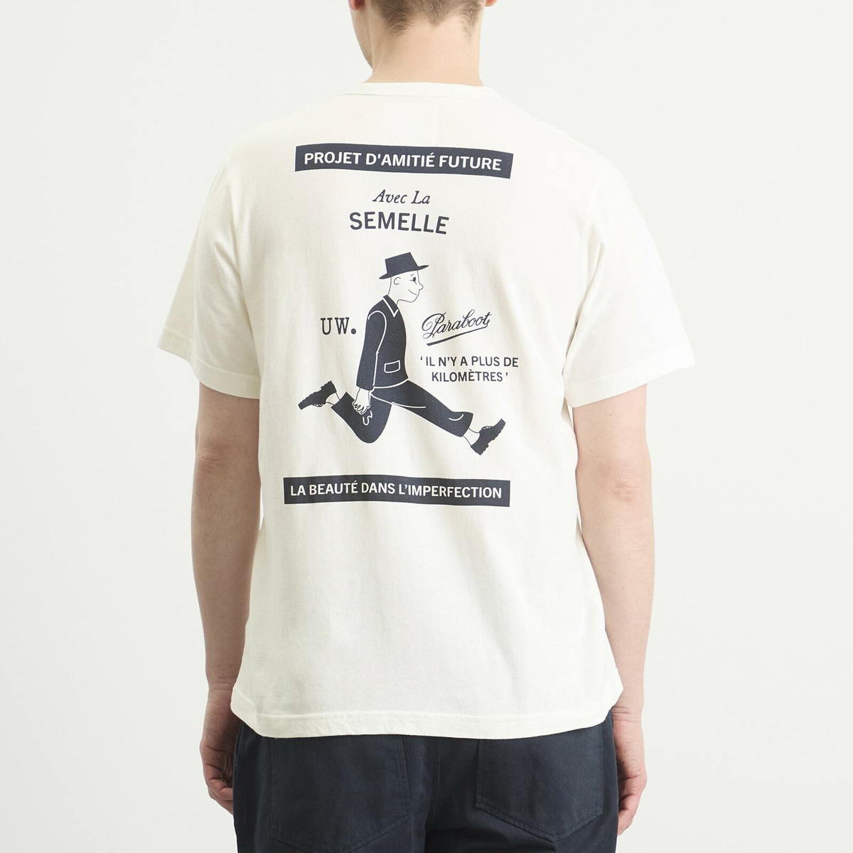 Universal Works Men's x Paraboot Jersey Print T-Shirt in Ecru