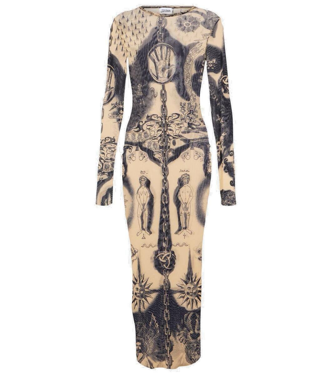 Photo: Jean Paul Gaultier Tattoo Collection mesh midi dress