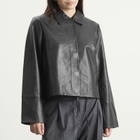 ST. Agni Women's Leather Minimal Jacket in Black