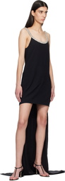 TOM FORD Black Crystal Embroidery Sleeveless Asymmetric Cocktail Maxi Dress