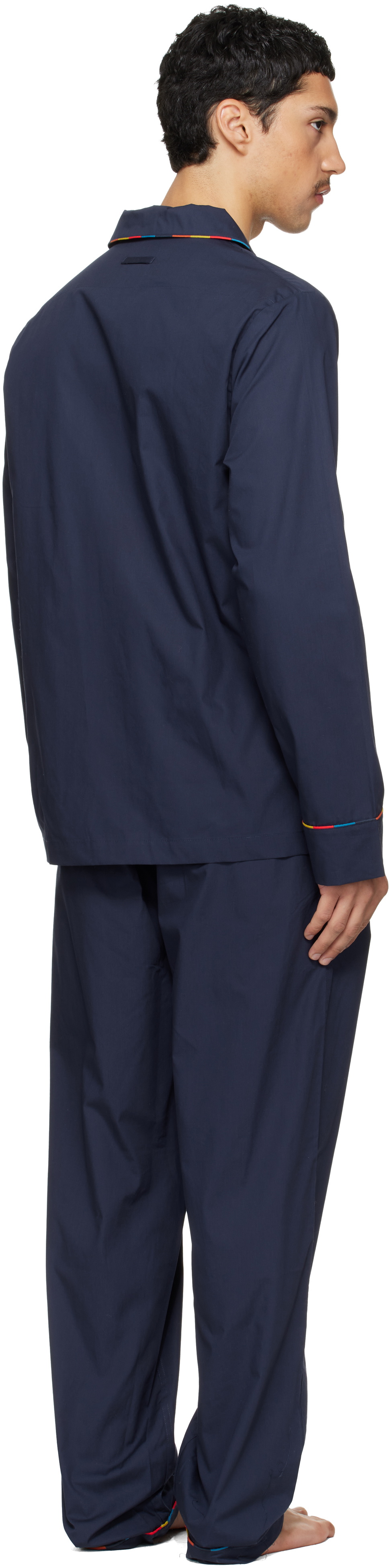 Paul Smith Navy 'Artist Stripe' Trim Cotton Pyjama Set