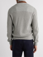 Loro Piana - Suede-Trimmed Cashmere-Blend Zip-Up Cardigan - Gray