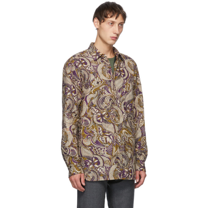 Dries Van Noten Brown and Purple Quilted Shirt Dries Van Noten