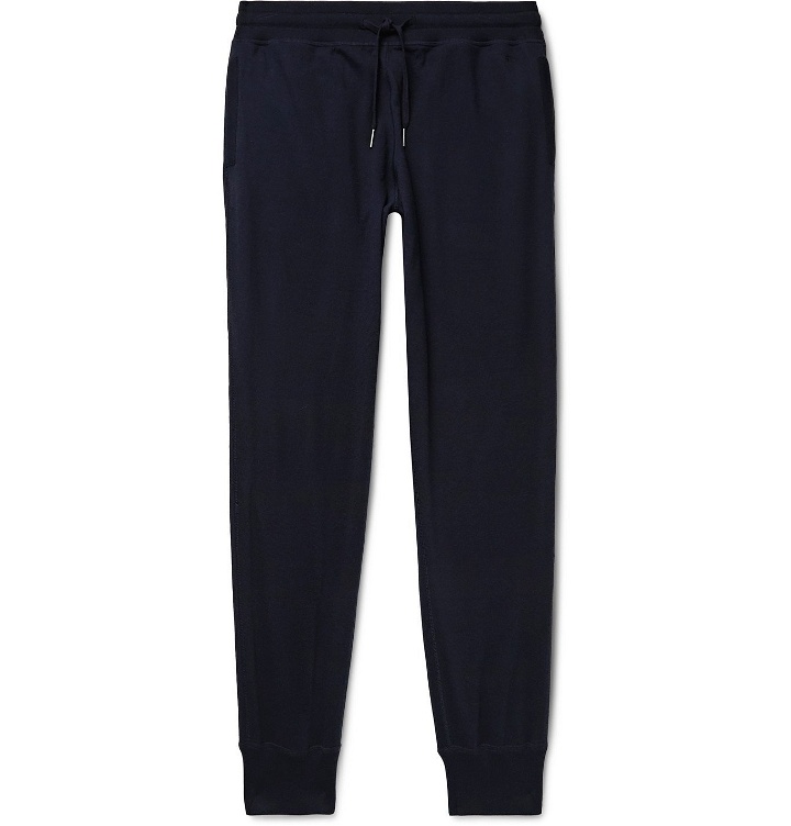 Photo: TOM FORD - Slim-Fit Tapered Cotton, Silk and Cashmere-Blend Jersey Sweatpants - Blue