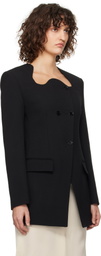 RECTO Black RC Signature Curved Neck Long Blazer