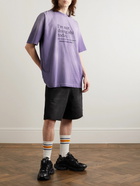 VETEMENTS - Oversized Embroidered Printed Distressed Cotton-Jersey T-Shirt - Purple