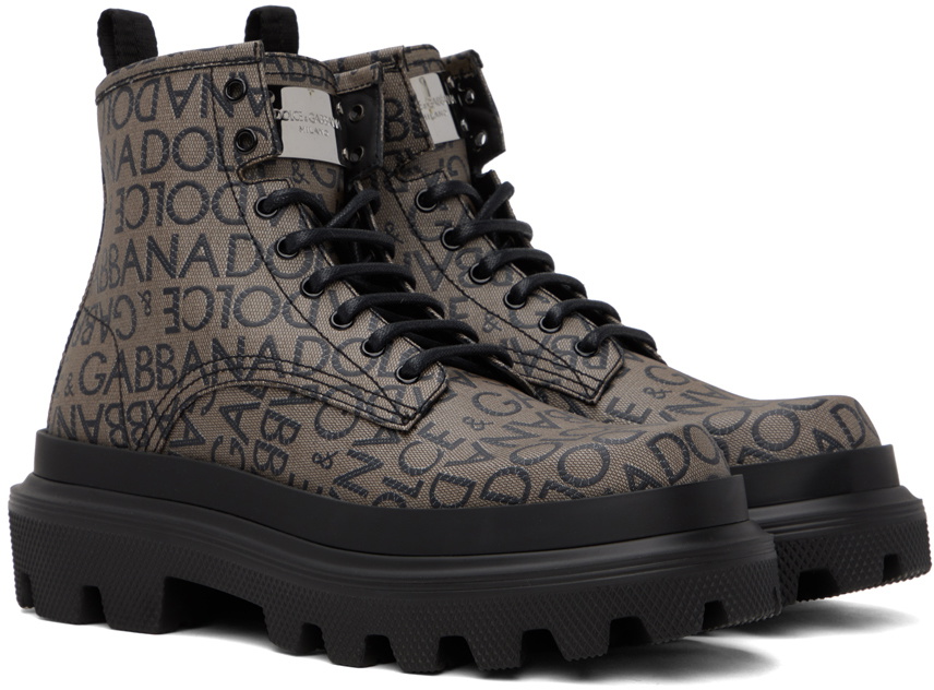 Dolce & Gabbana Brown & Black Logo Boots Dolce & Gabbana