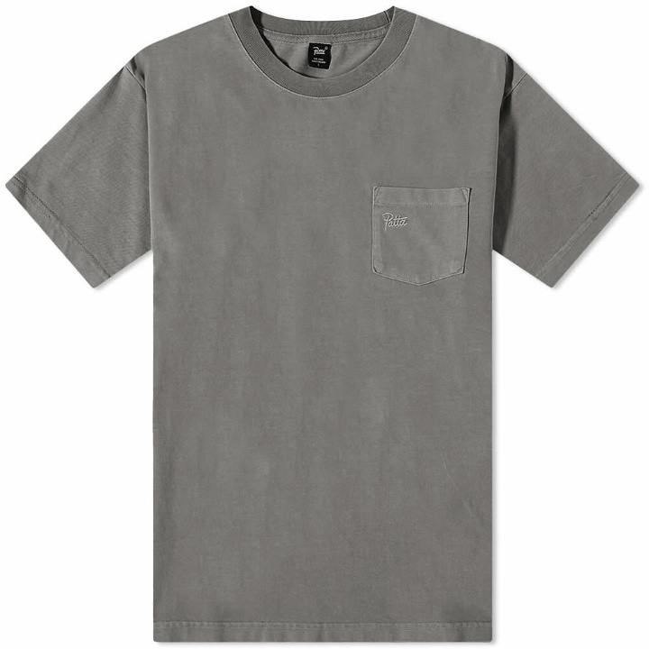 Photo: Patta Men's Basic Washed Pocket T-Shirt in Dark Gull Grey