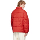 adidas Originals Red Padded Stand Collar Puffer Jacket