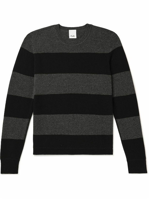 Photo: Allude - Striped Wool and Cashmere-Blend Sweater - Gray