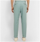 Officine Generale - Hugo Cropped Tapered Pleated Cotton Suit Trousers - Green