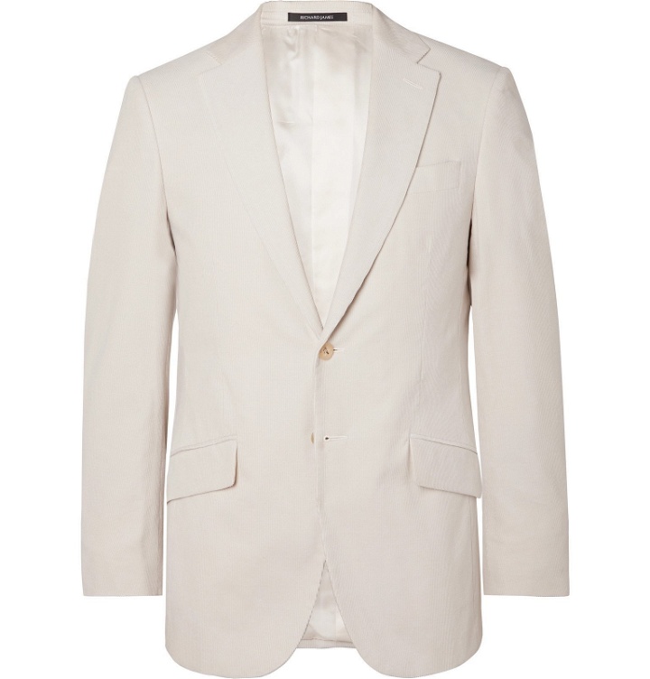 Photo: Richard James - Cream Slim-Fit Cotton-Corduroy Suit Jacket - Neutrals