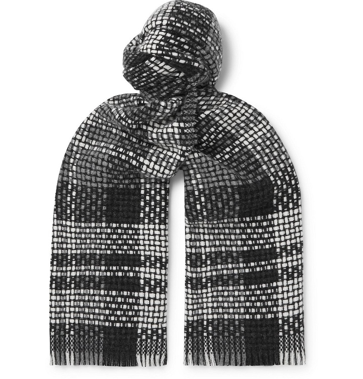 Photo: Mr P. - Fringed Checked Cashmere Scarf - Gray