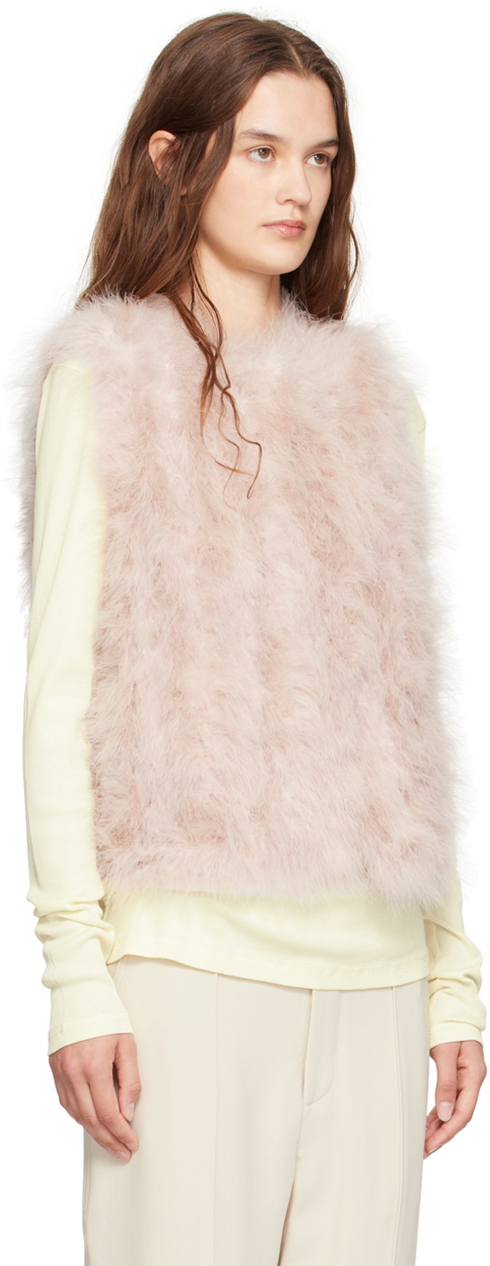 Yves Salomon Pink Feather Vest