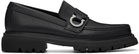 Ferragamo Black Gancini Ornament Loafers