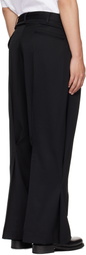 Khoki Black Tuck-Detail Trousers
