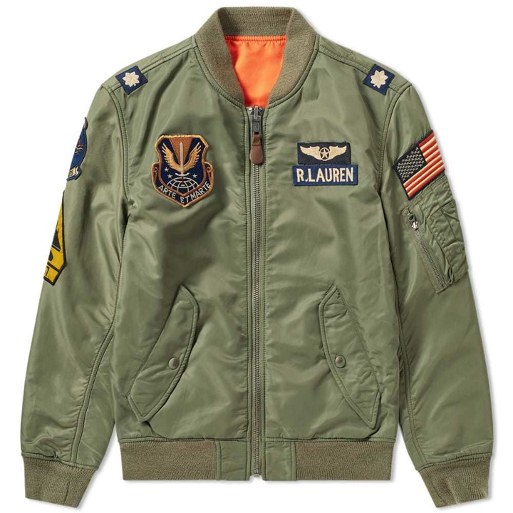 Photo: Polo Ralph Lauren Military Patches Bomber Jacket Bohemian Olive
