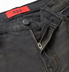 424 - Dark-Grey Slim-Fit Distressed Cotton-Canvas Trousers - Black