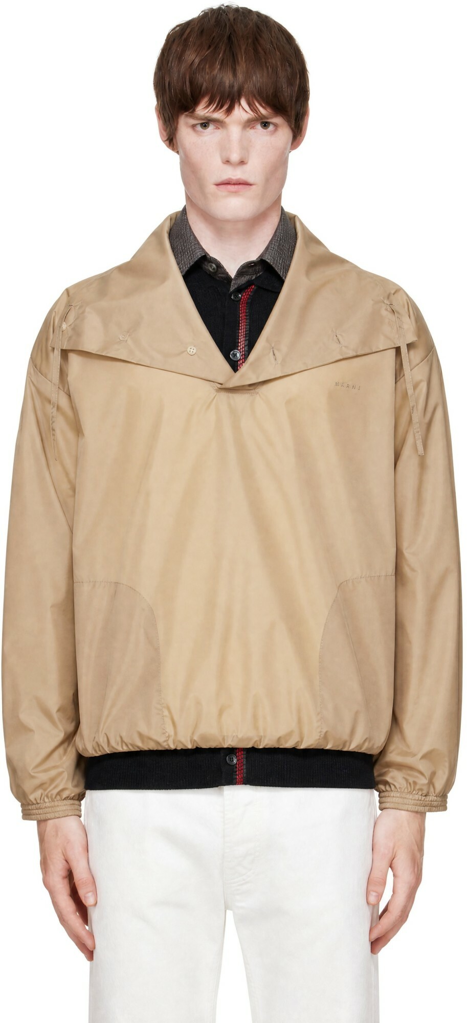 Marni Beige Nylon Funnel Neck Jacket