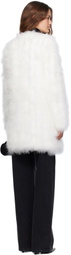 Yves Salomon White Long Feather Coat