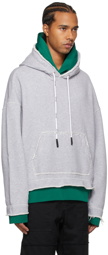Palm Angels Grey Double Layer Hoodie