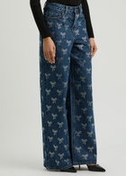 Self-portrait Bow-embellished Wide-leg Jeans Denim