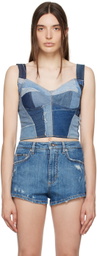 Dolce & Gabbana Blue Patchwork Corset