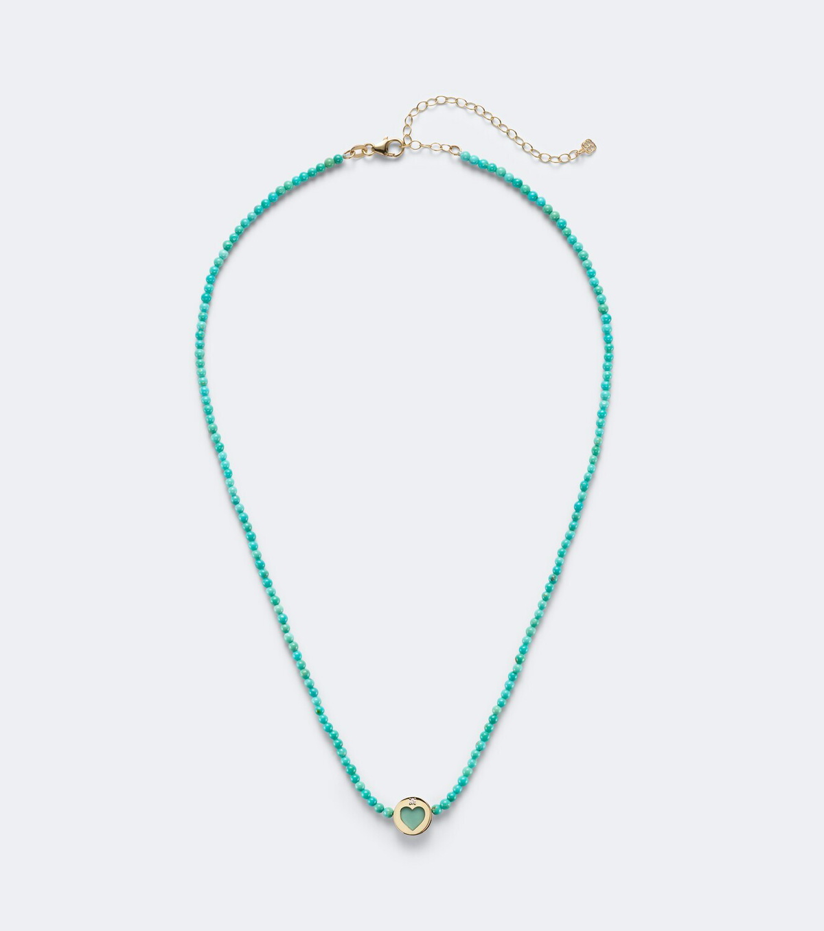 Sydney Evan Icon Heart 14kt gold beaded necklace with turquoise and diamond
