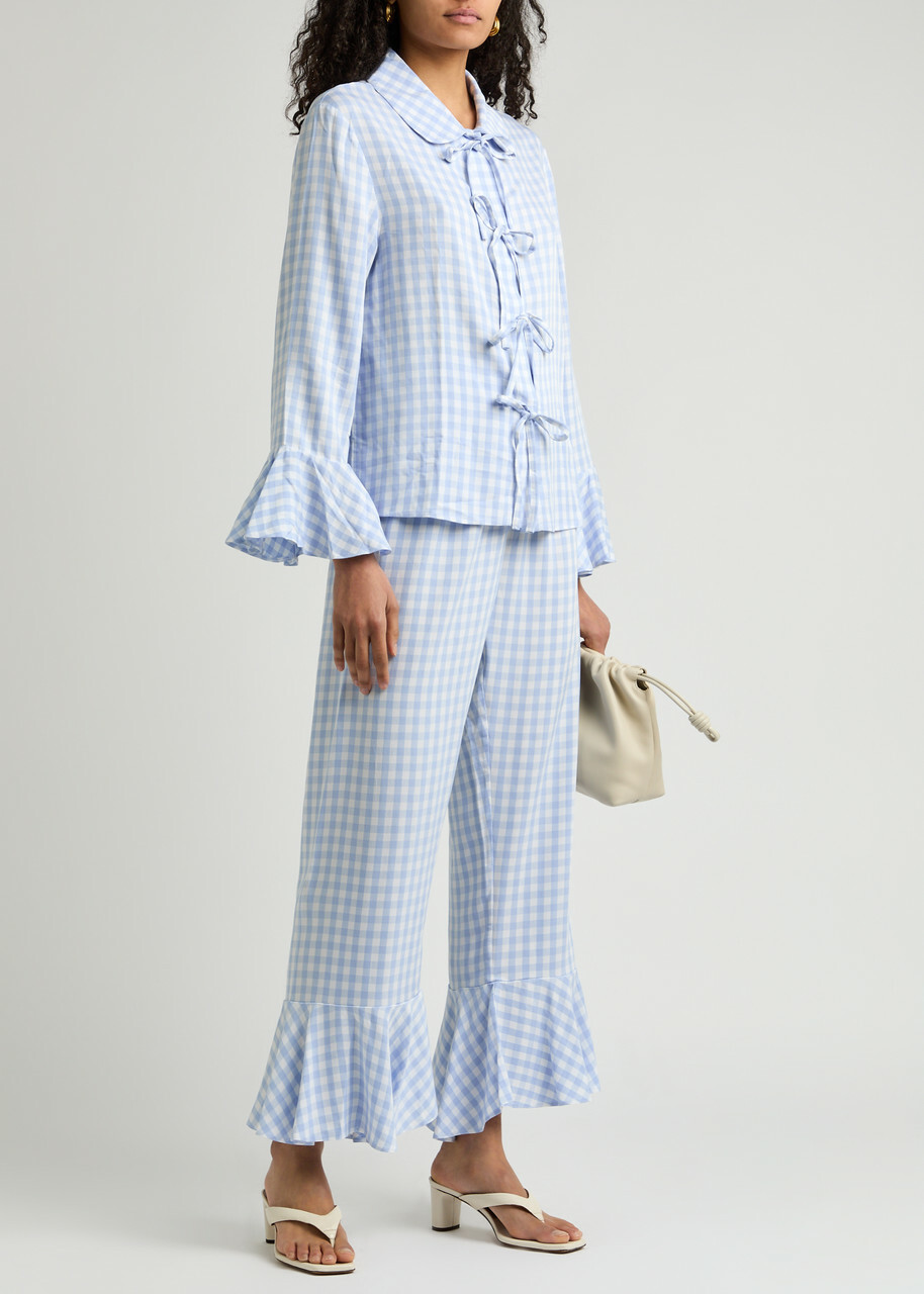 Sleeper Nebula Checked Twill Pyjama set Blue And White