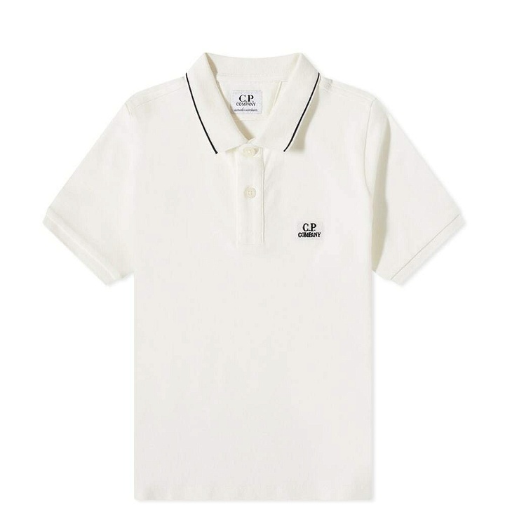 Photo: C.P. Company Undersixteen Men's Patch Logo Polo Shirt in Gauze White