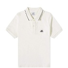 C.P. Company Undersixteen Men's Patch Logo Polo Shirt in Gauze White